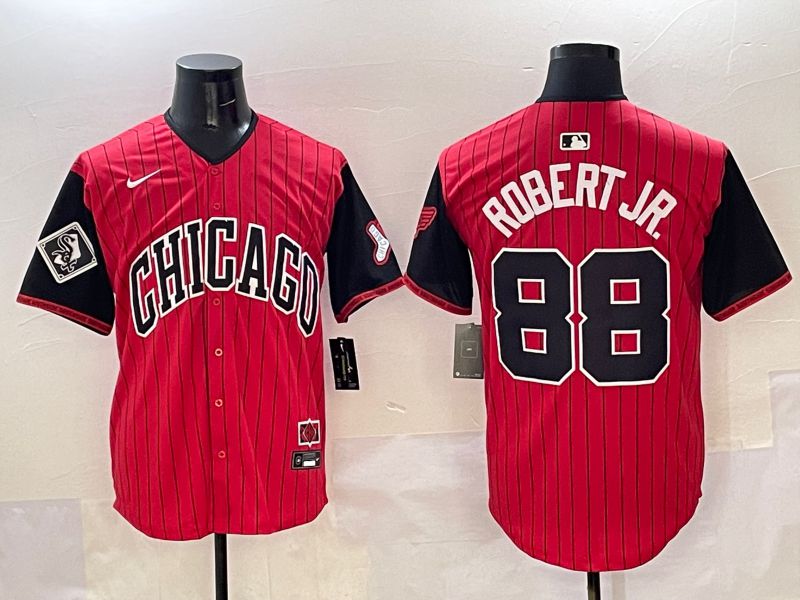 Men Chicago White Sox #88 Robert jr Red Stripe Joint Name 2025 Nike MLB Jersey style 12->atlanta braves->MLB Jersey
